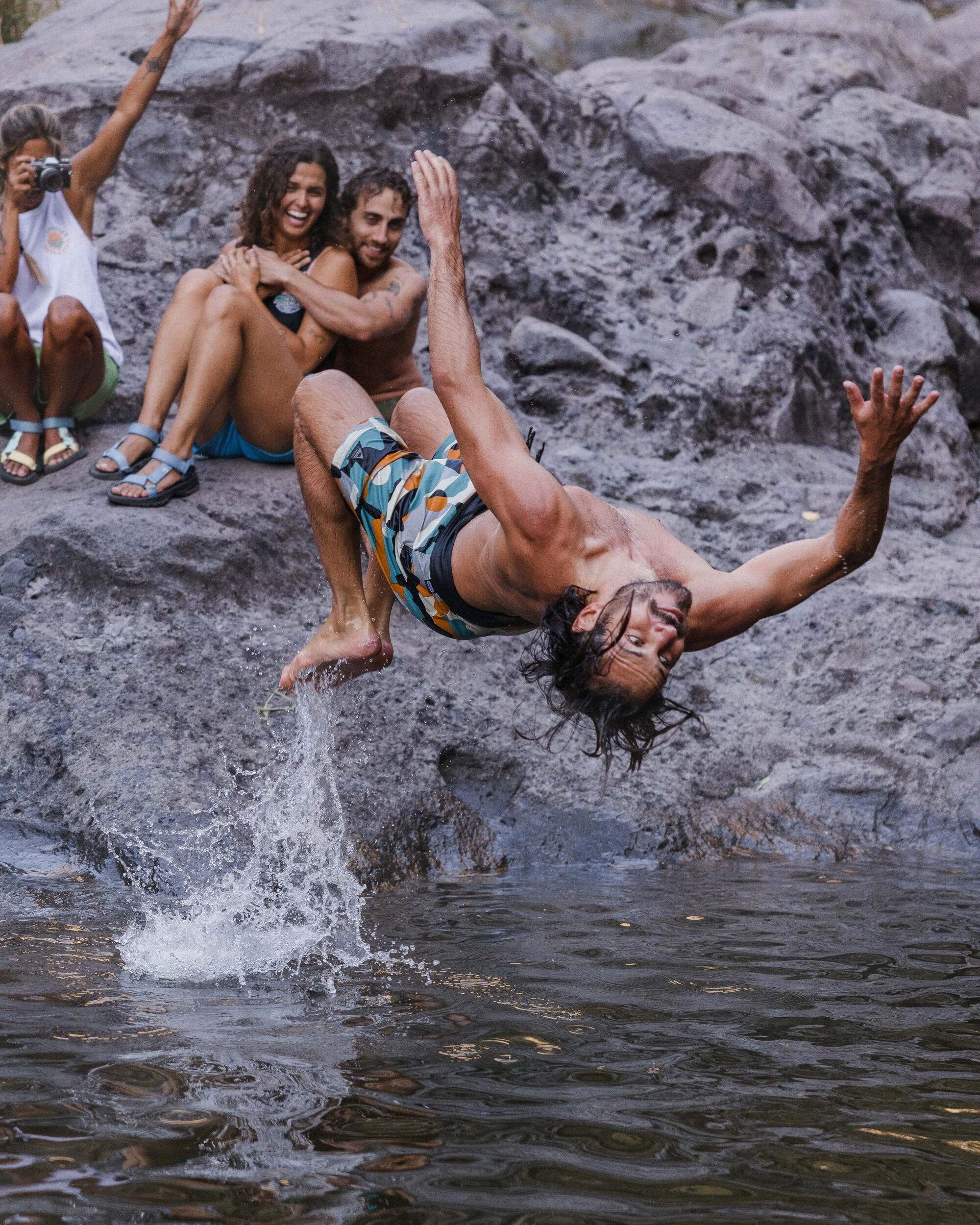 Cutback NetPlus® Recycled Boardshort - Vista Patchwork Arctic - Lifestyle