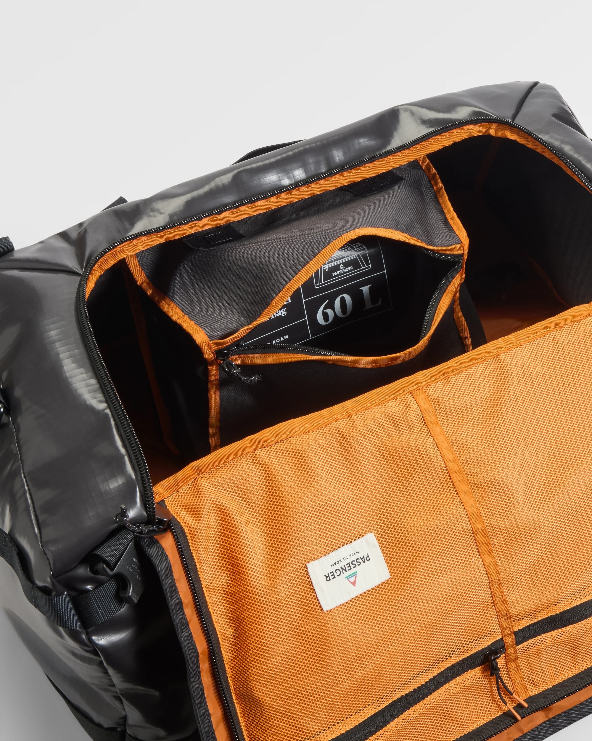 Roamer Recycled 60L Duffel Bag - Phantom Black - Flatlay