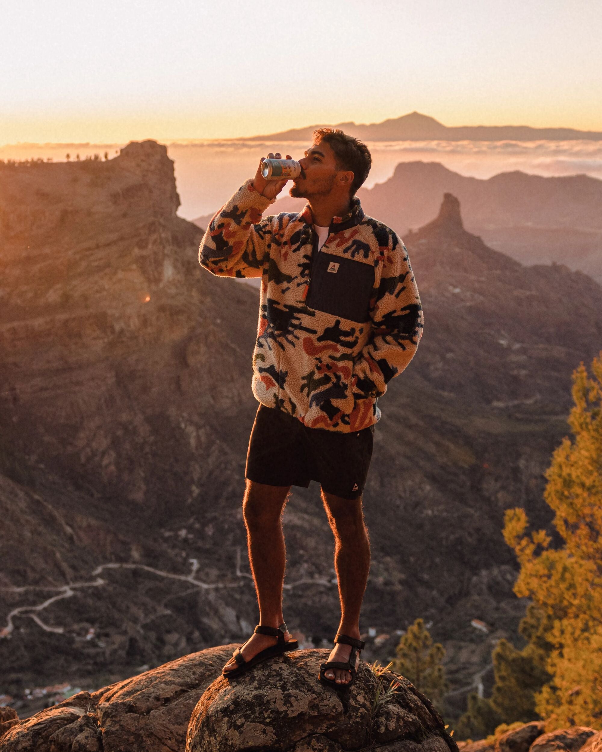 Offroad Recycled Sherpa 1/2 Zip Fleece - Seaweed Camo Pebble Grey - Lifestyle