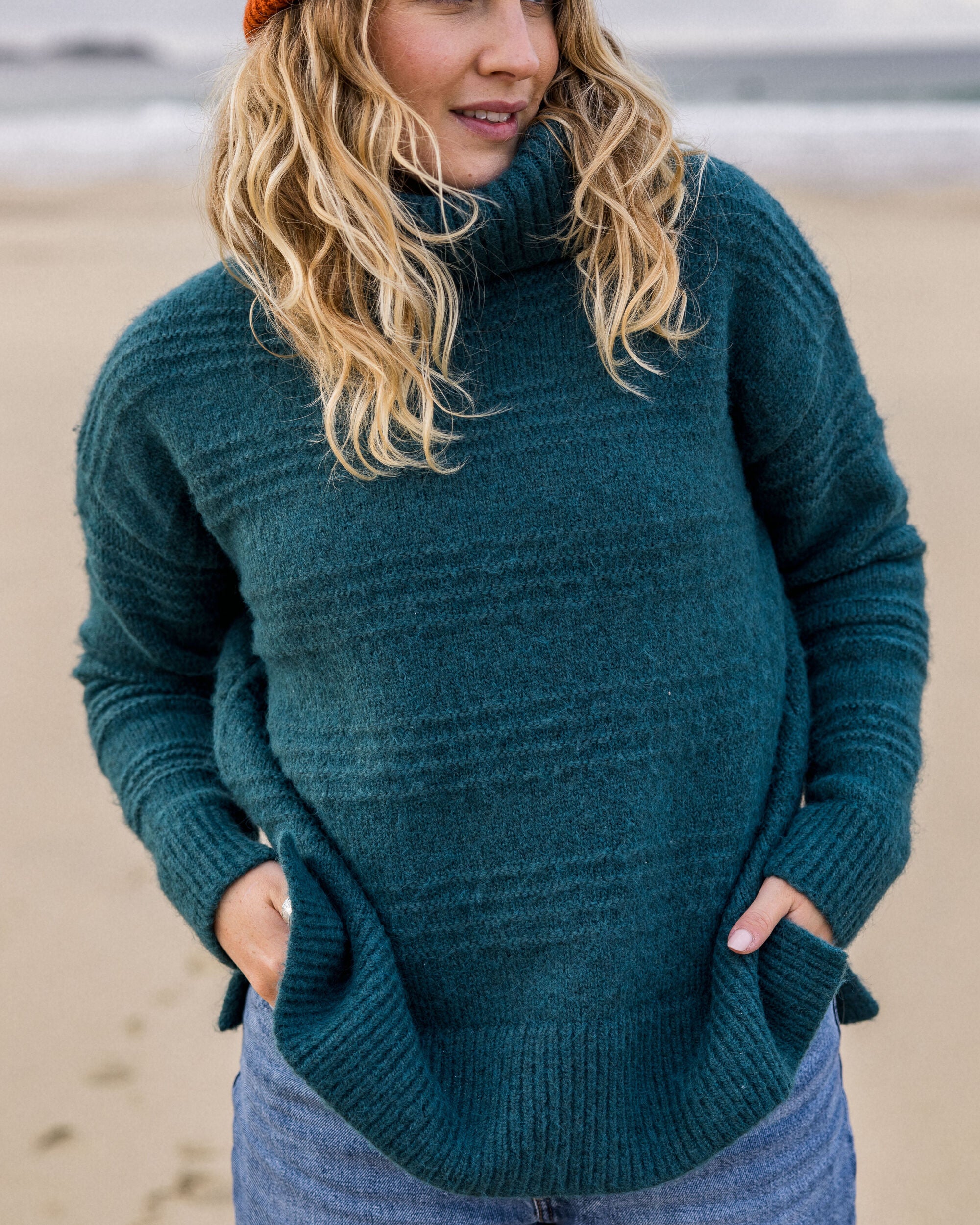 Snug Recycled Polo Neck Knitted Jumper - Mediterranean -
