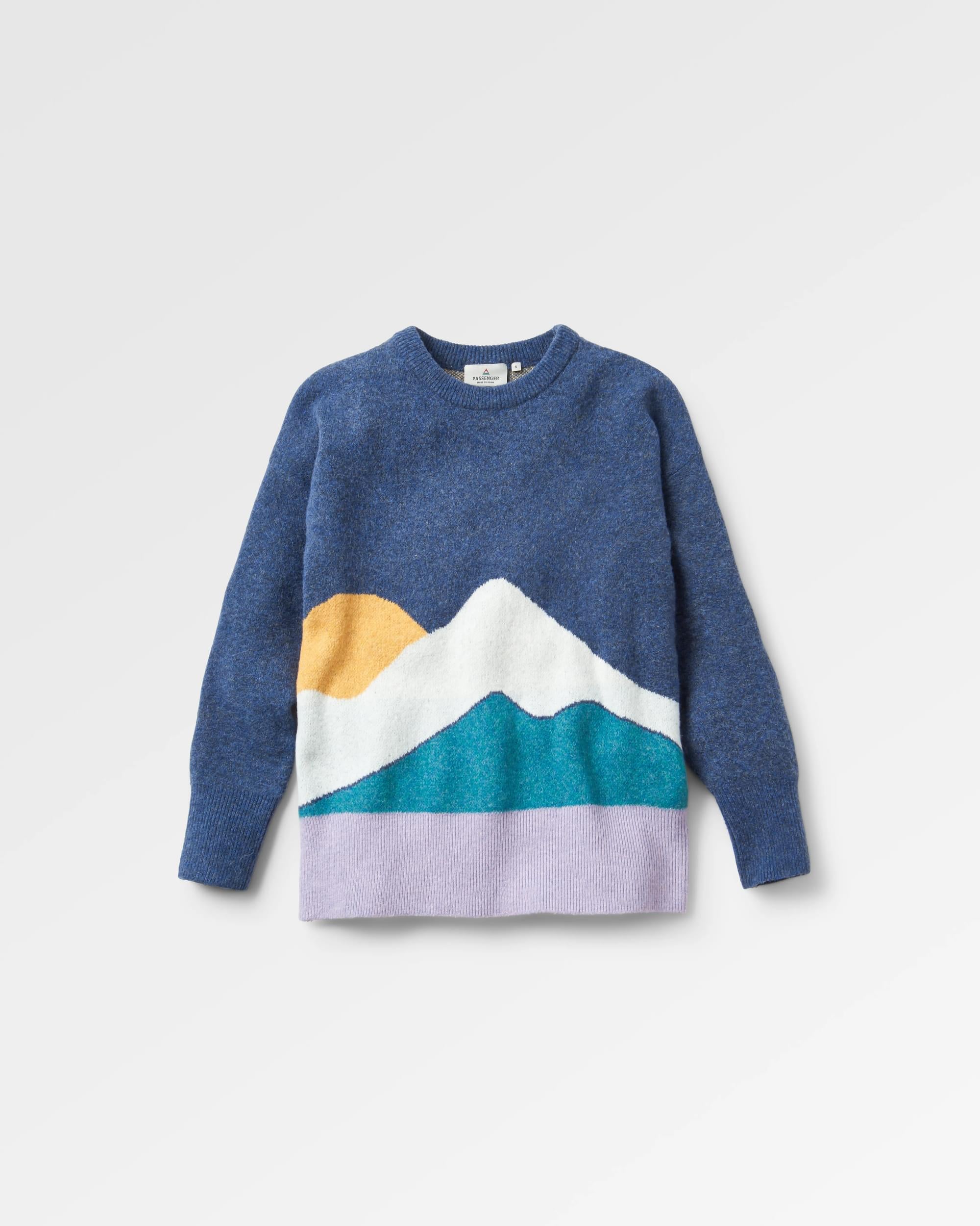 Vista Recycled Knitted Jumper - Dark Denim - Flatlay