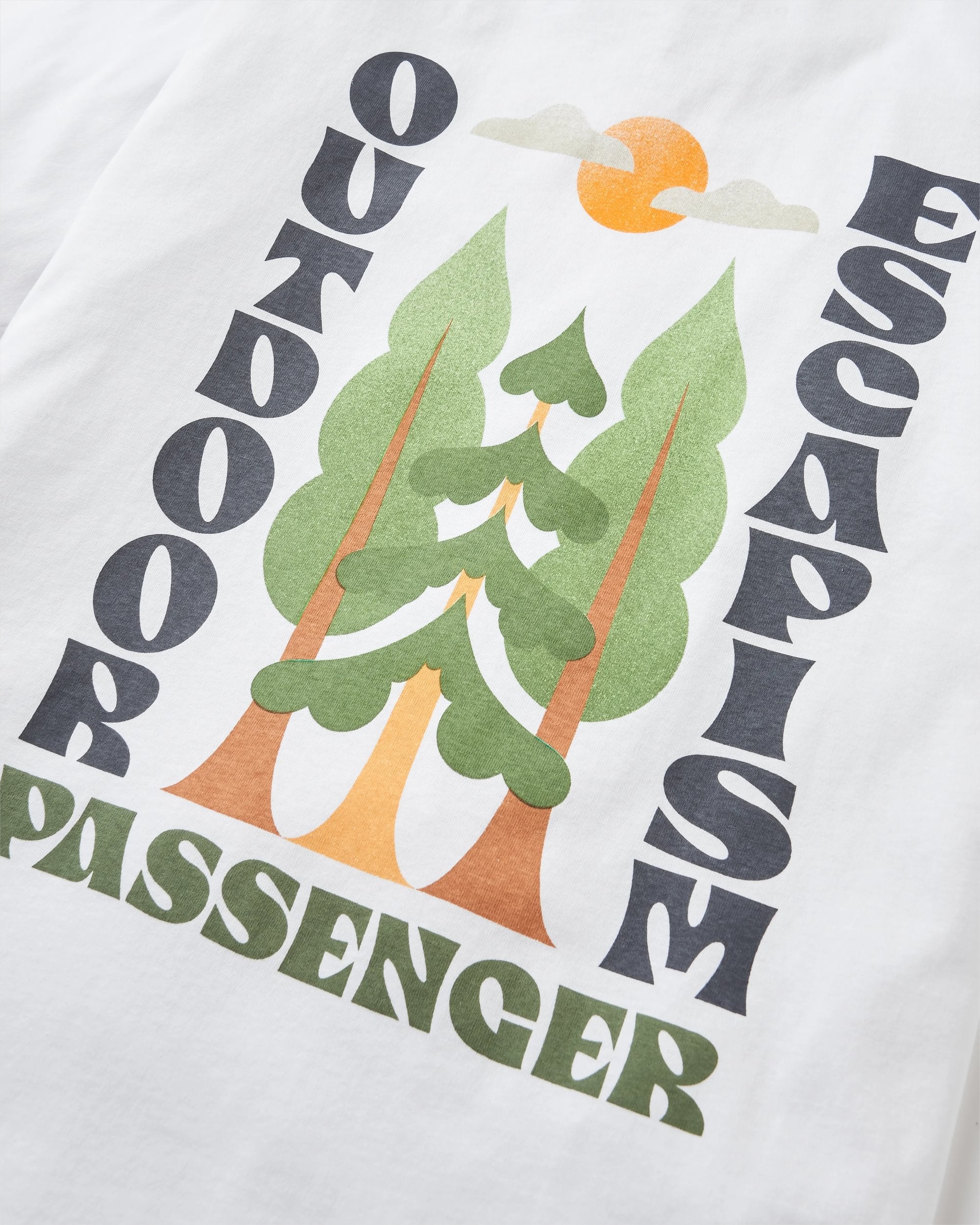 Tall Pines Men's Recycled Cotton T-Shirt - White - Flatlay