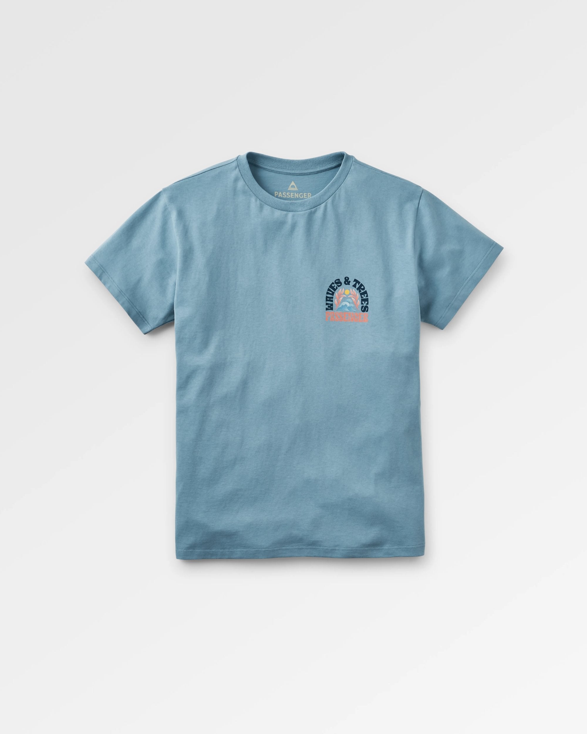 Dawning Recycled Cotton T-shirt - Faded Denim - Flatlay