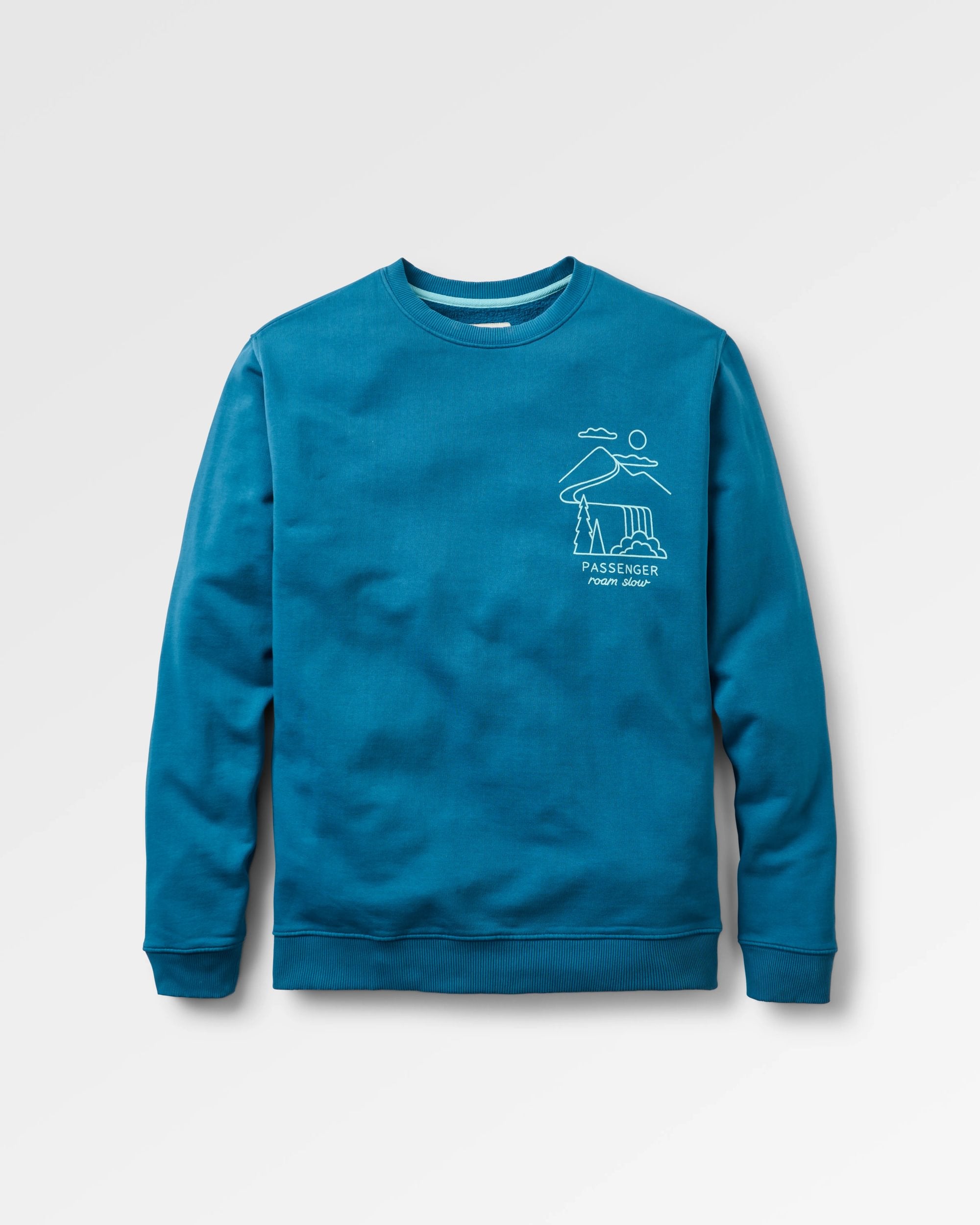 Slow Escape Recycled Cotton Sweatshirt - Tidal Blue - Flatlay