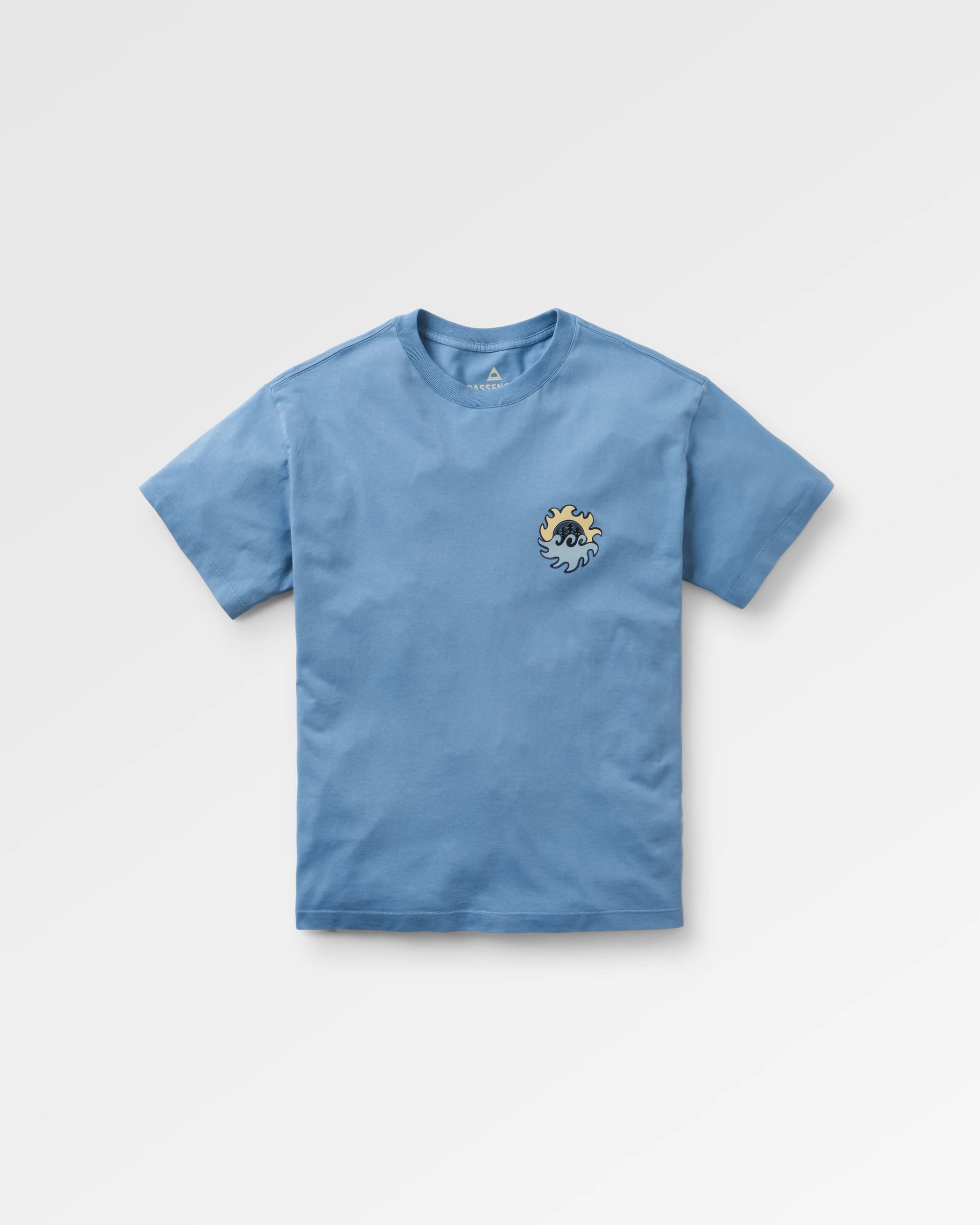 Dune Recycled Cotton Relaxed Fit T-Shirt - Faded Denim - Flatlay