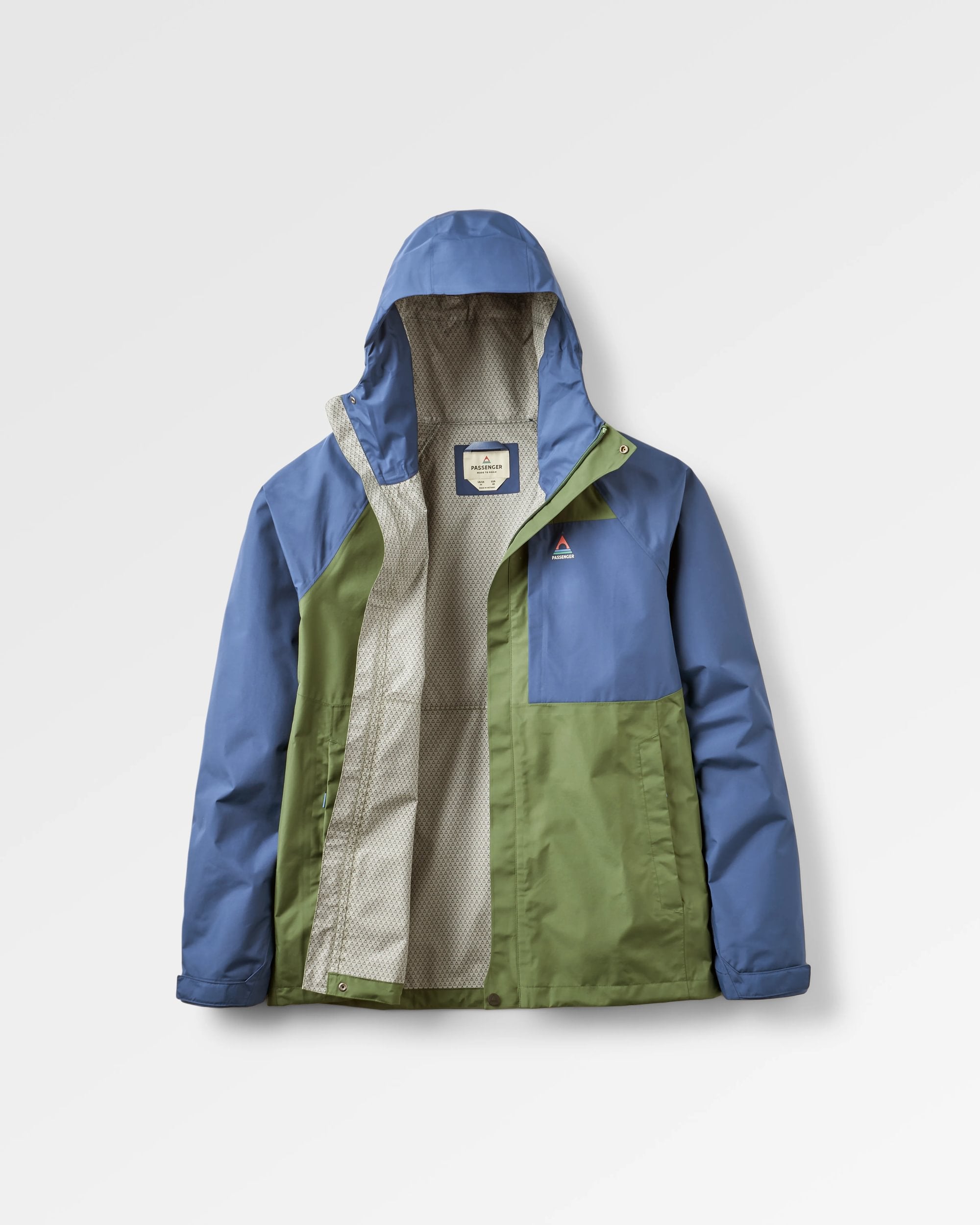 Trailscape Men's Waterproof Jacket - Dark Denim/Wild Green - Flatlay