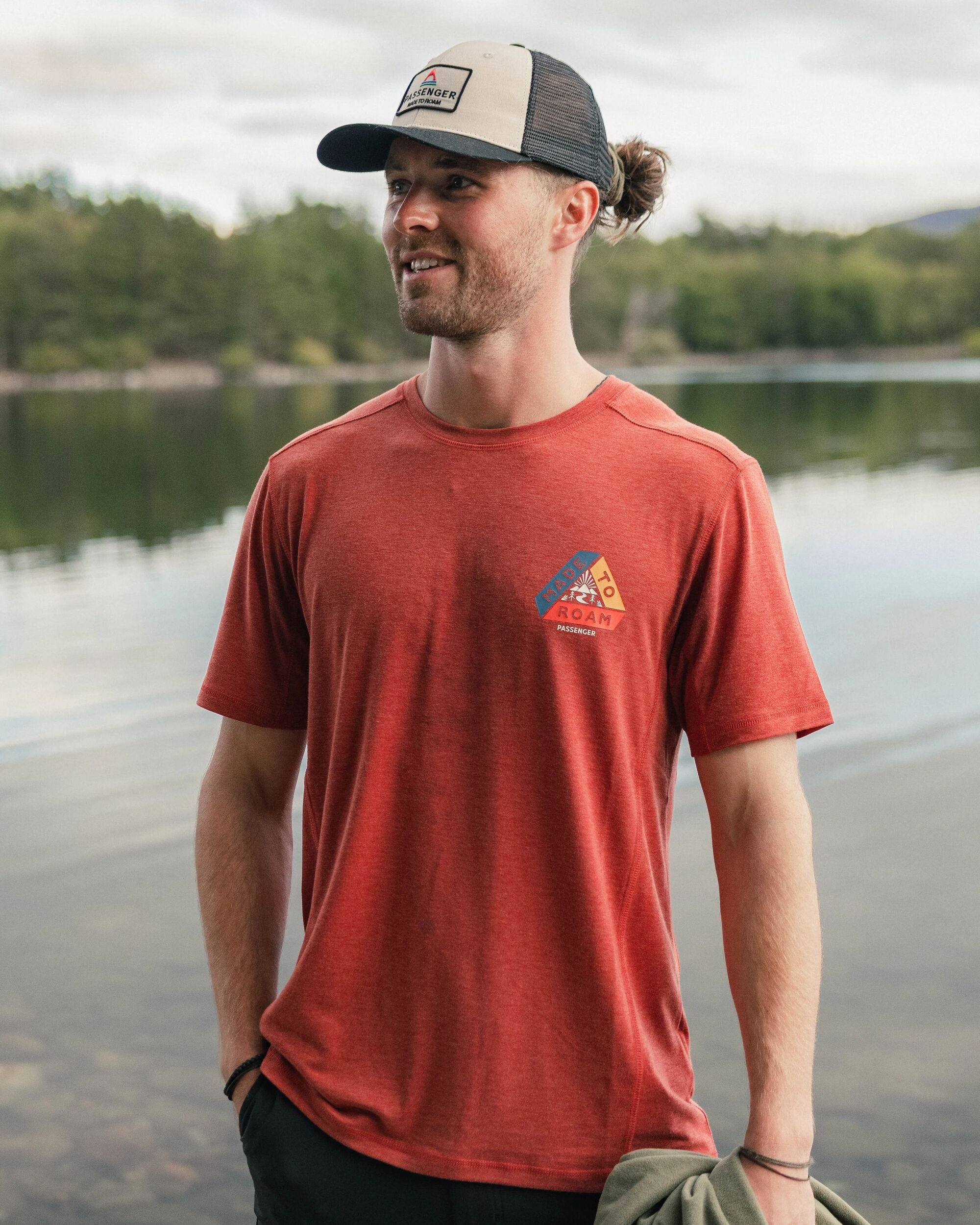 Kirkwood Textured Active T-Shirt - Red Ochre - Lifestyle