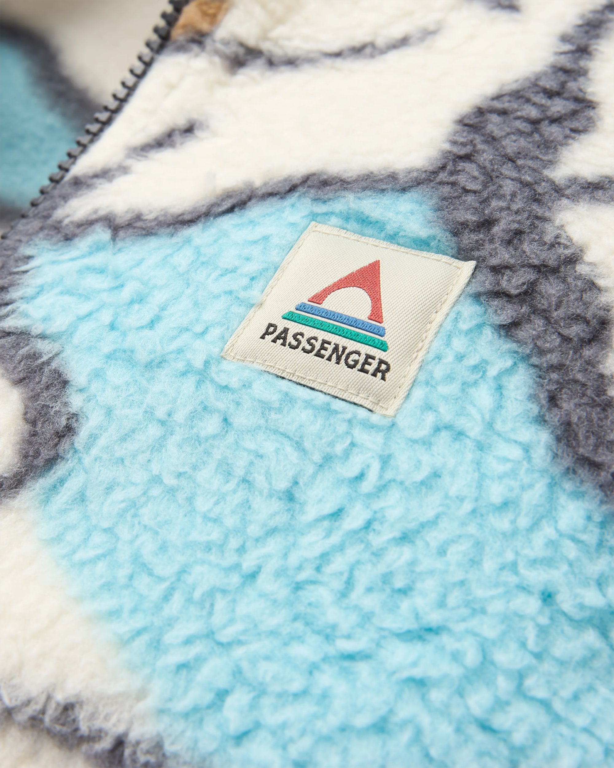 Fairbanks Full Zip Recycled Sherpa Fleece - Abstract Trails Off White - Flatlay