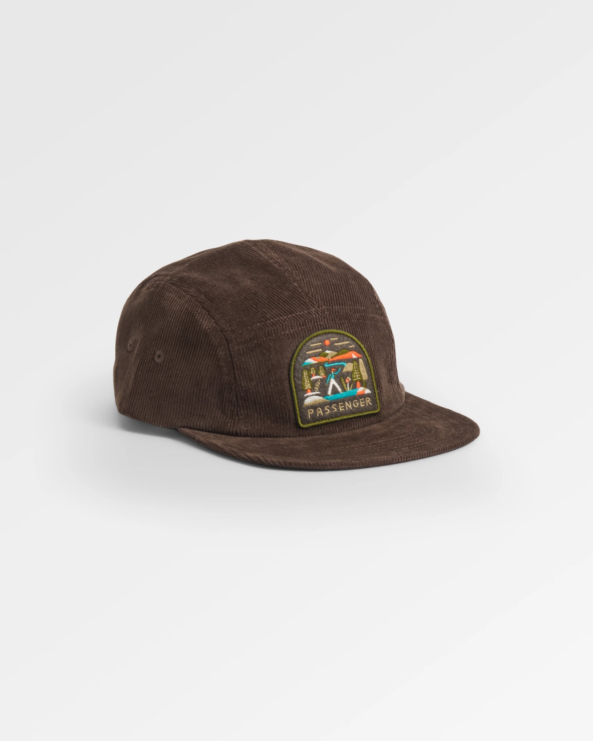 Fixie Cord 5 Panel Cap - Espresso - Flatlay
