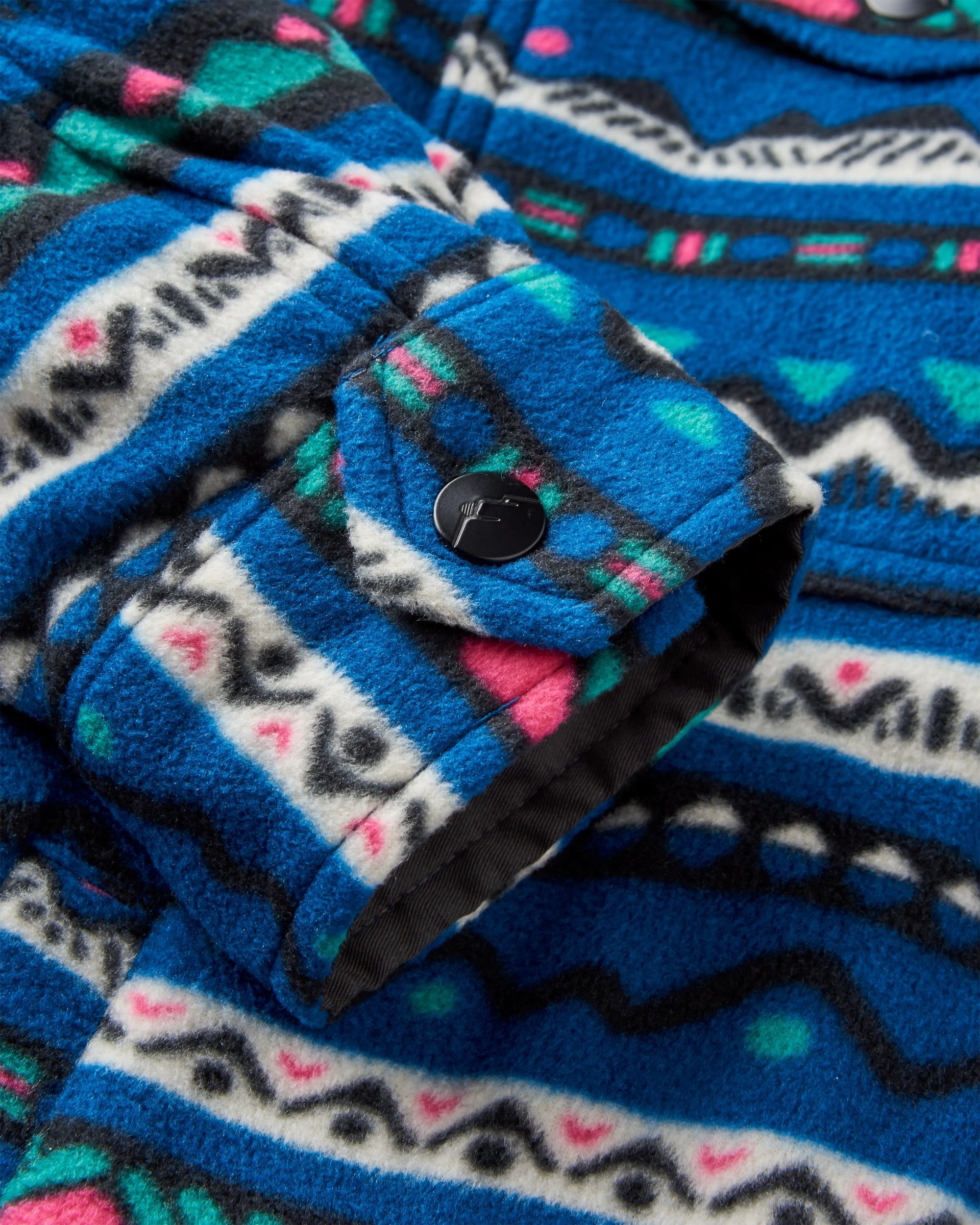 East Recycled Polar Fleece Shirt - Mountain Geo Tidal Blue - Flatlay