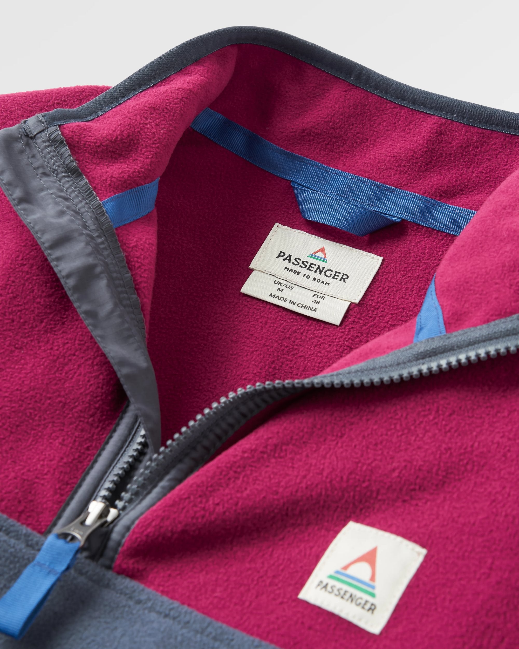 Set Off Recycled Polar 1/4 Zip Fleece - Warm Berry/Charcoal  - Flatlay