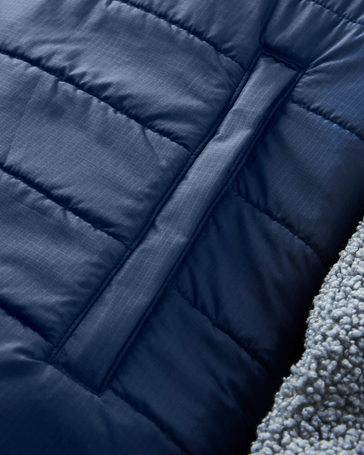 Born Explorer Recycled Polar-Lined Sherpa Fleece - Rich Navy/Storm Grey - Flatlay