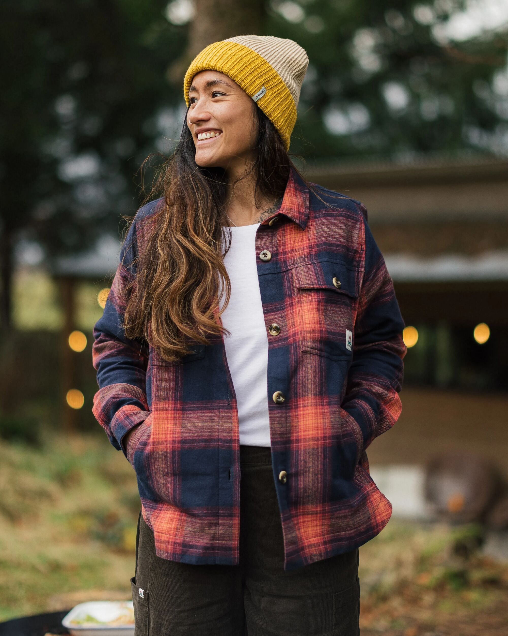 Stella Organic Cotton LS Shirt - Rich Navy/ Red Ochre Check - Lifestyle