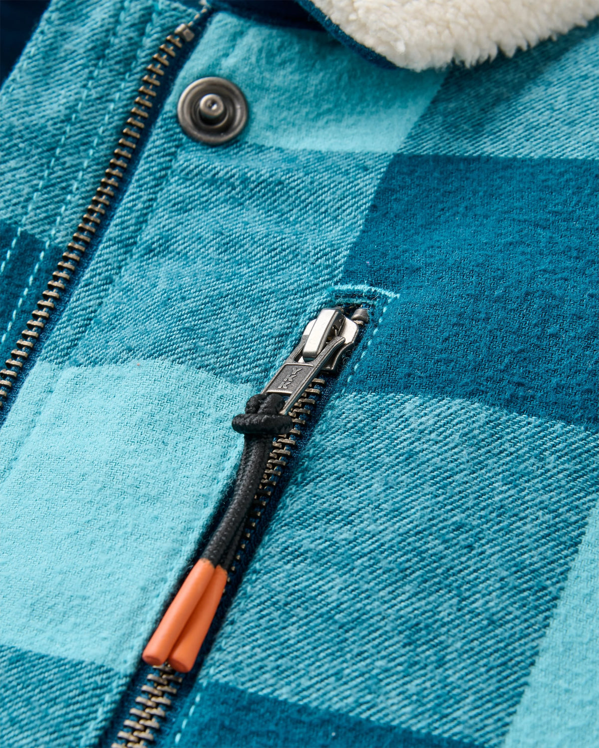 On The Go Insulated Bomber Jacket - Retro Blue Check - Flatlay