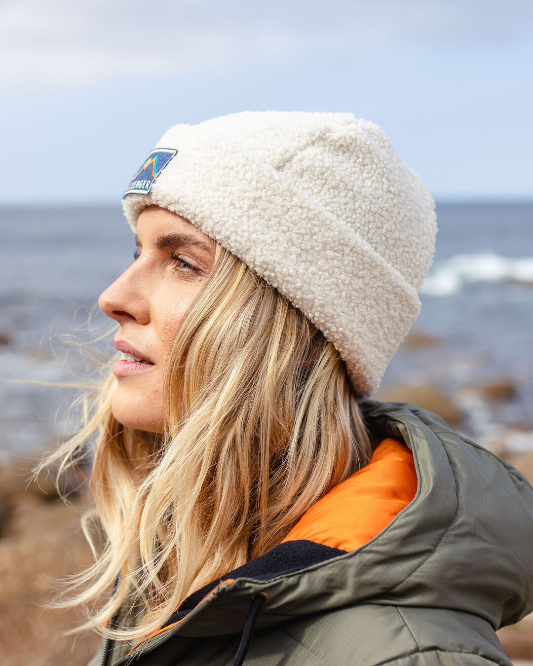 Womens_Peak Recycled Sherpa Beanie - Birch
