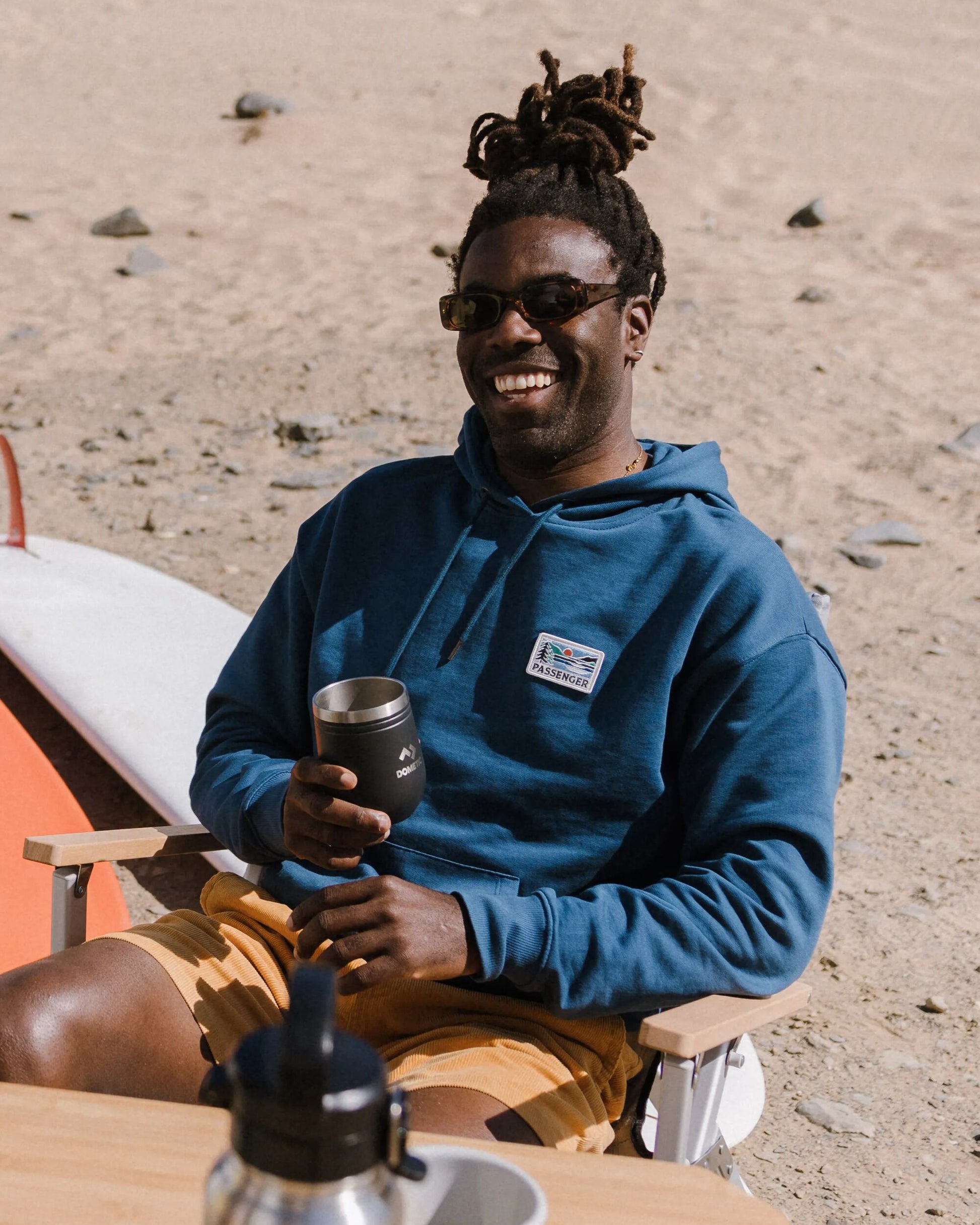 Roamer Patch Relaxed Fit Hoodie - Dark Denim - Lifestyle