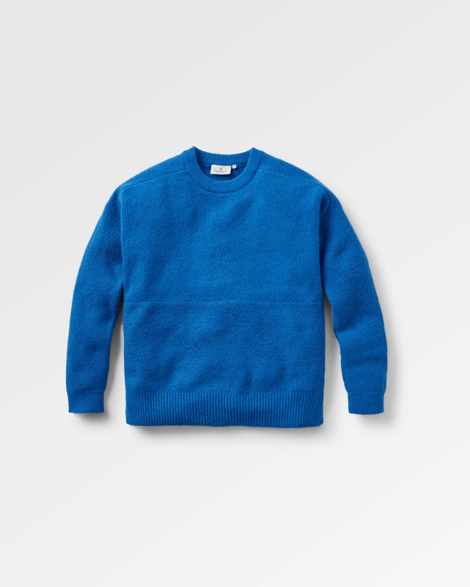 Cove Recycled Knitted Jumper - Azure Blue - Flatlay