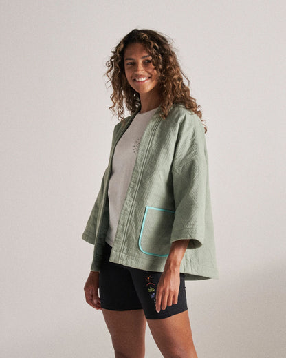 Mira Organic Cotton Quilted Overshirt - Pistachio - Studio Ecomm