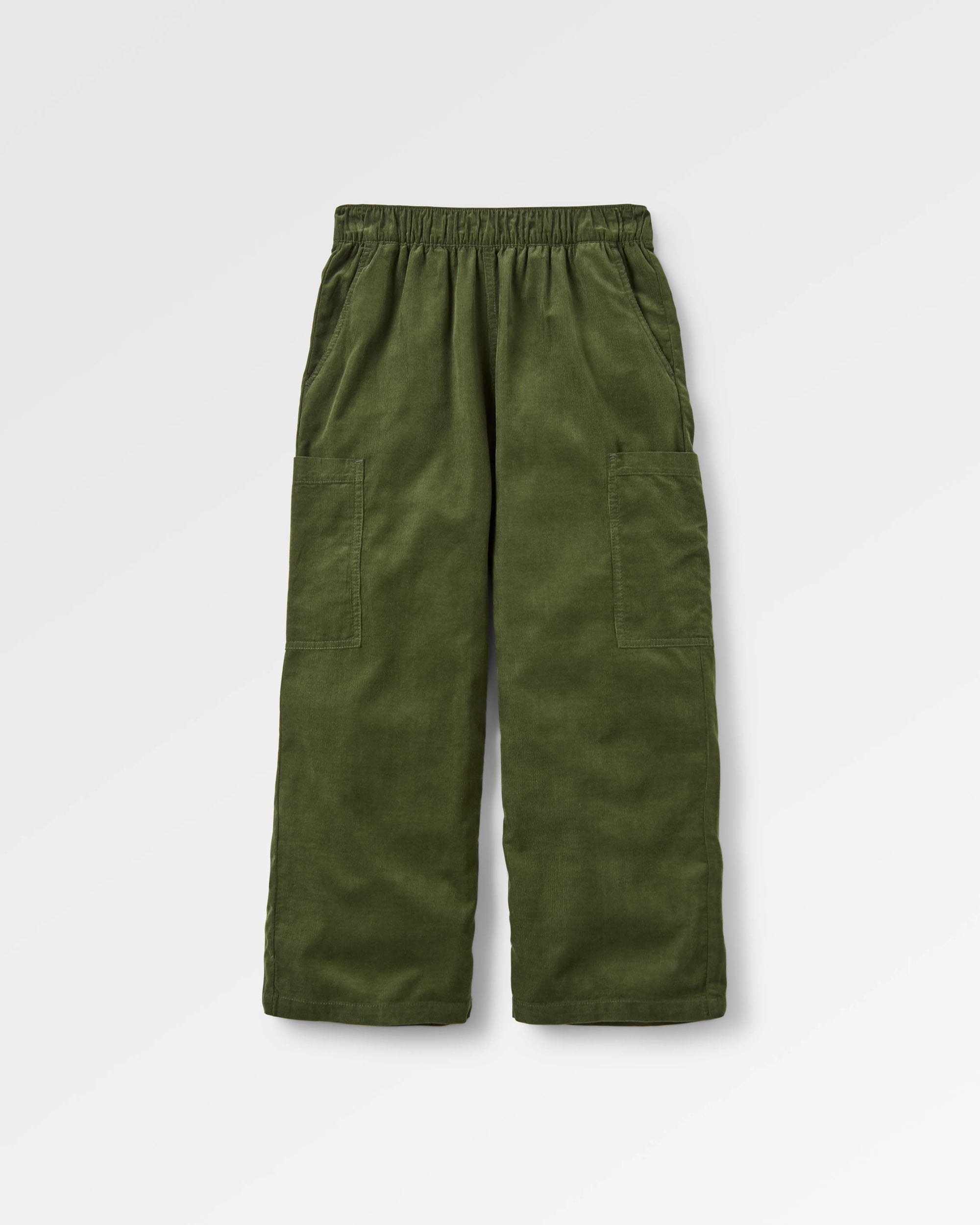 Someday Organic Cotton Corduroy Cropped Trouser - Fir Tree - Flatlay