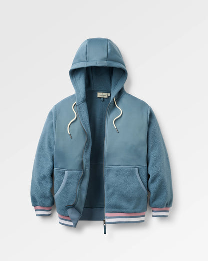 Campout Full Zip Fleece Hoodie - Stormy Blue - Flatlay