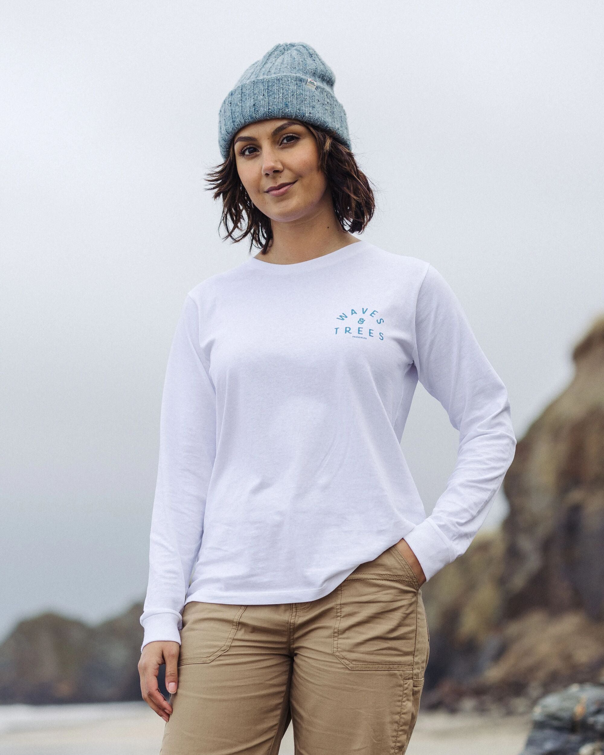 Penida Recycled Cotton LS T-Shirt - White - Lifestyle