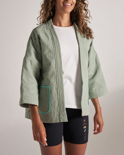 Mira Organic Cotton Quilted Overshirt - Pistachio - Studio Ecomm
