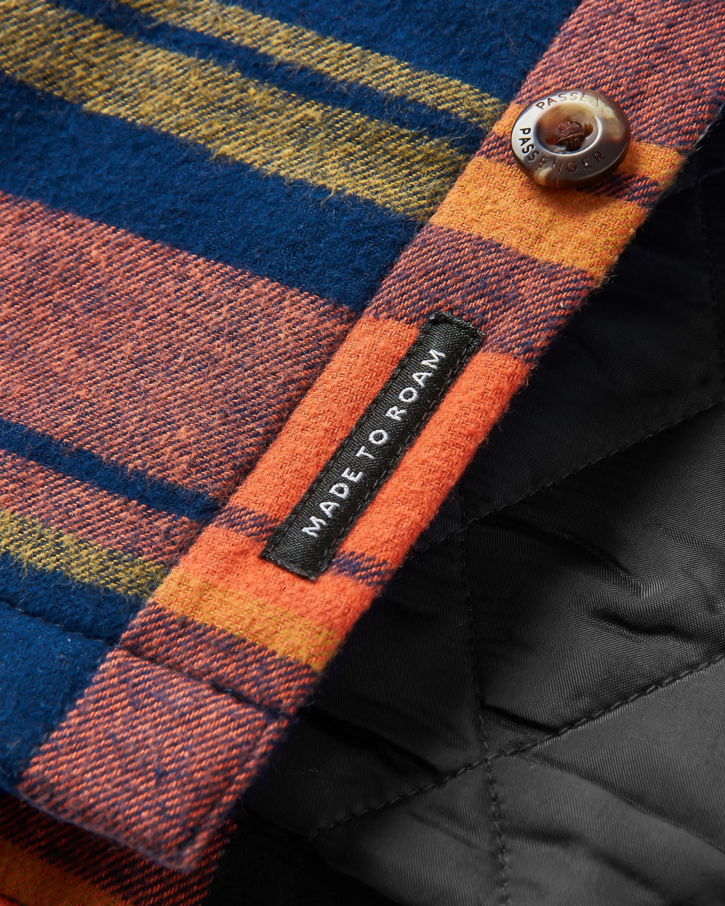 Sherwood Check Hooded Overshirt - Rich Navy/Burnt Orange