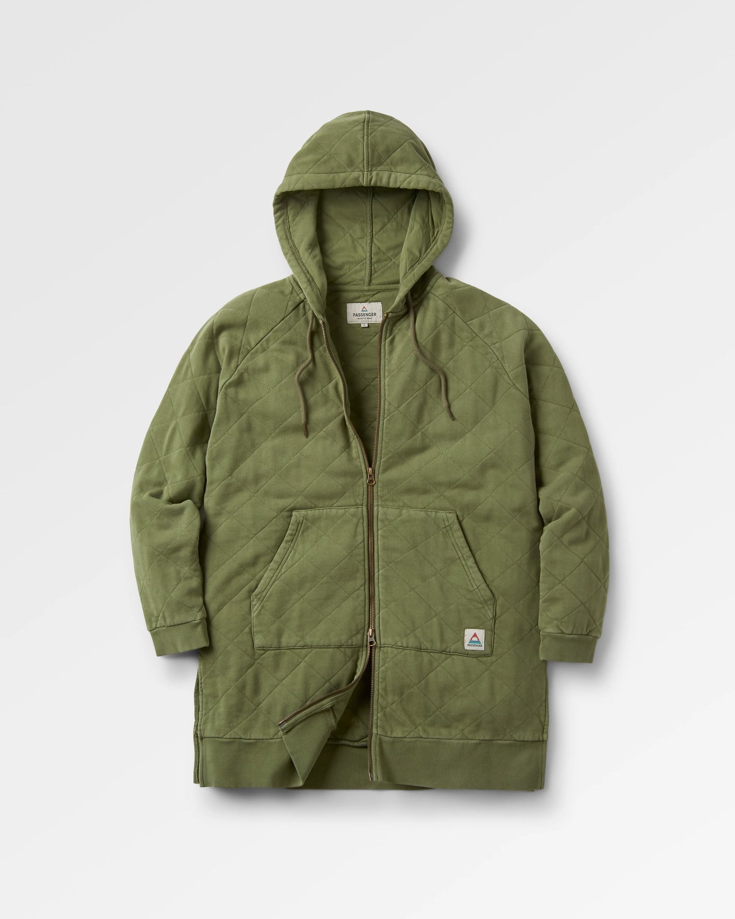 Getaway Recycled Quilted Full Zip Hoodie - Khaki