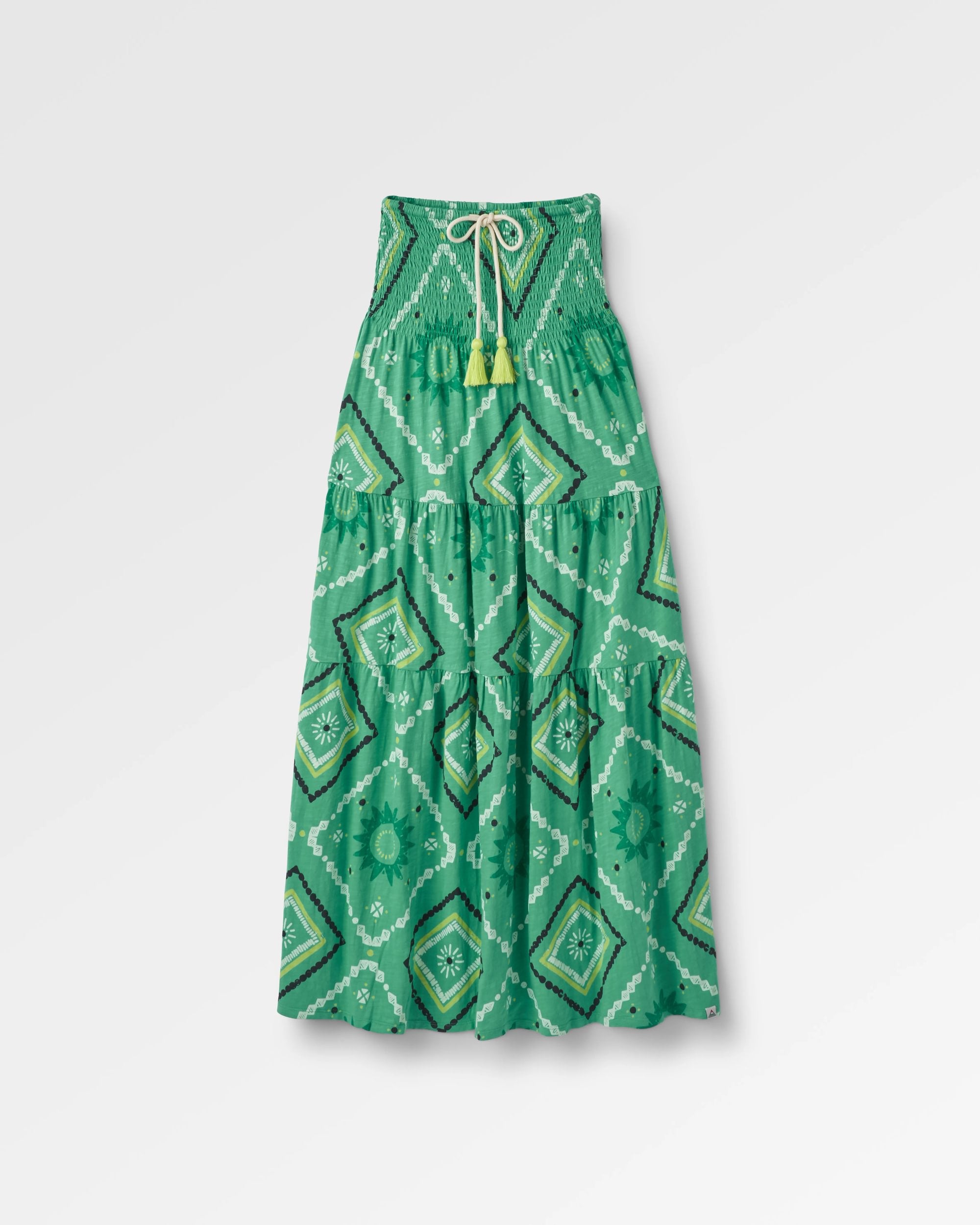 Fareway Recycled Cotton Maxi Skirt - Sunburst Green Spruce - Flatlay