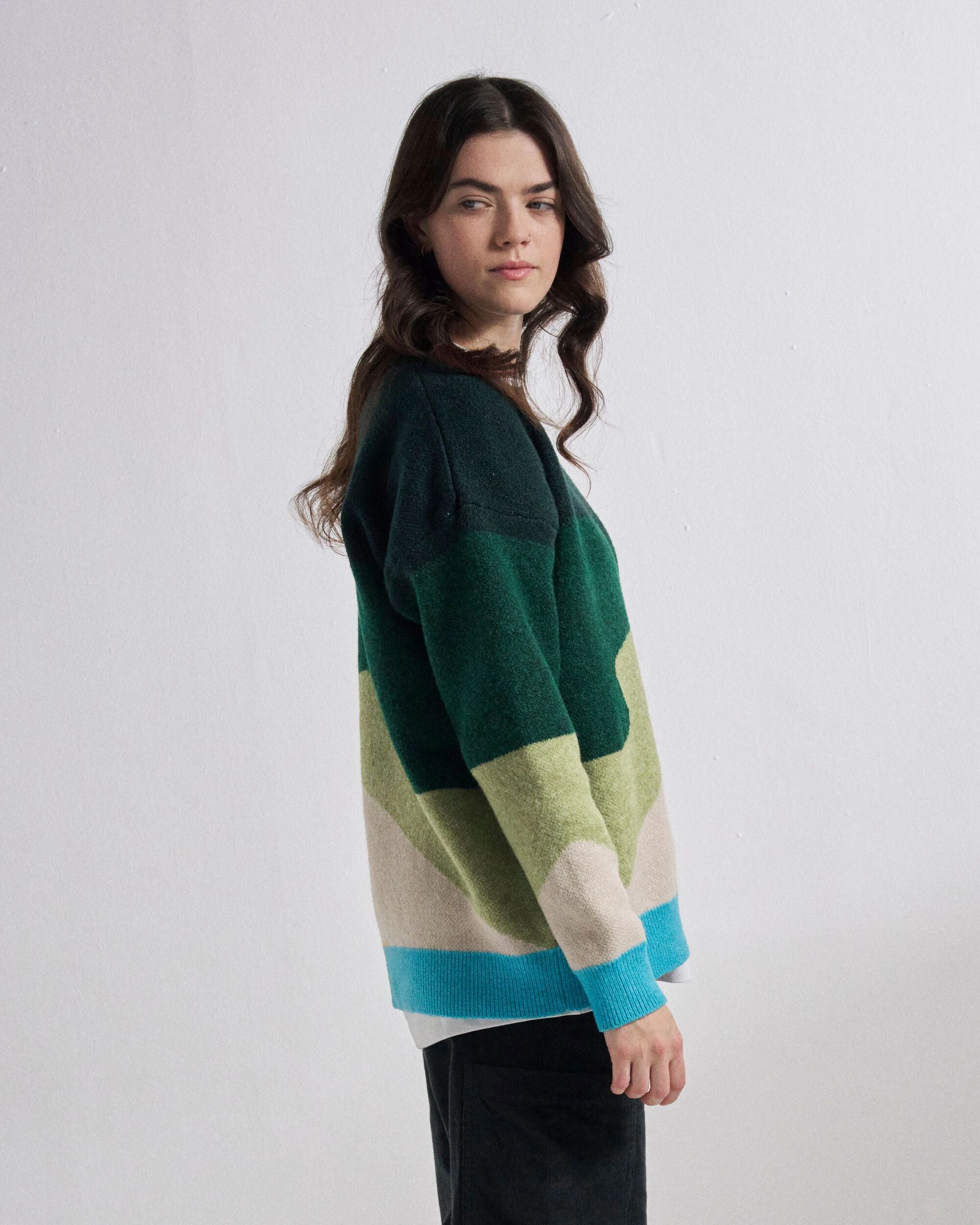 Scenic Recycled Knitted Jumper - Scenic Dark Fern - Studio Model