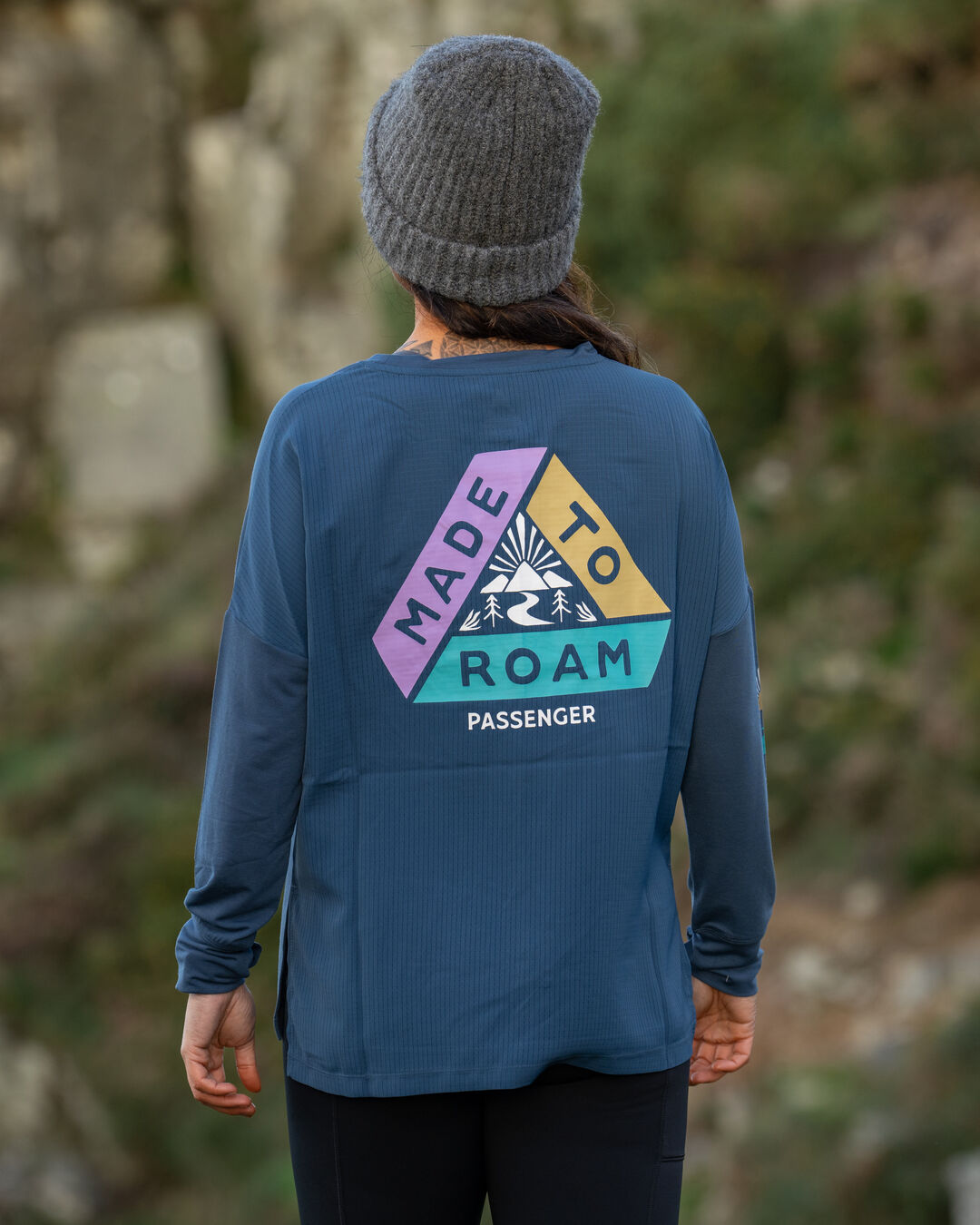 Lotus Recycled Active LS Top - Dark Denim - Lifestyle