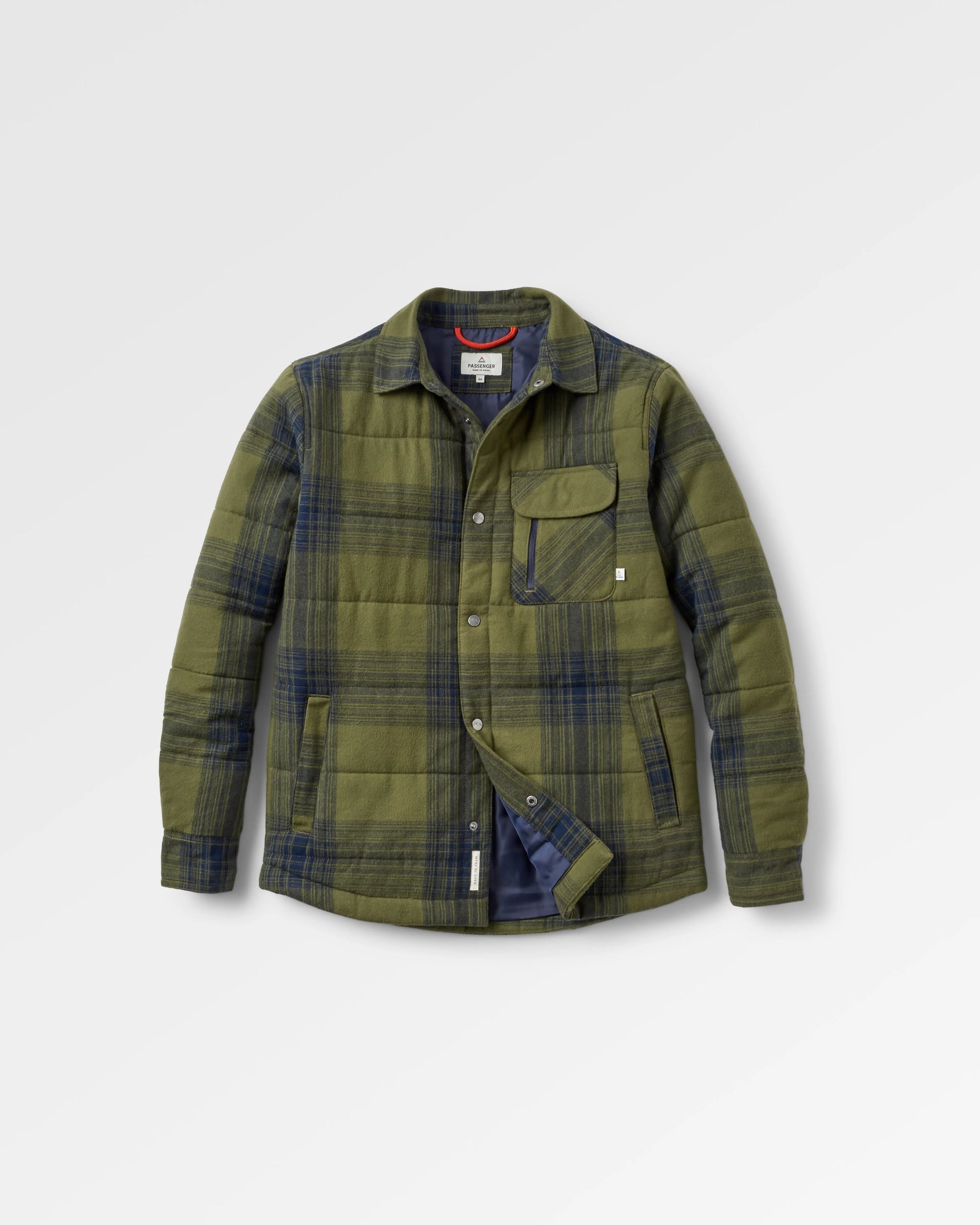 Taranaki Quilted Overshirt - Navy/Khaki Check