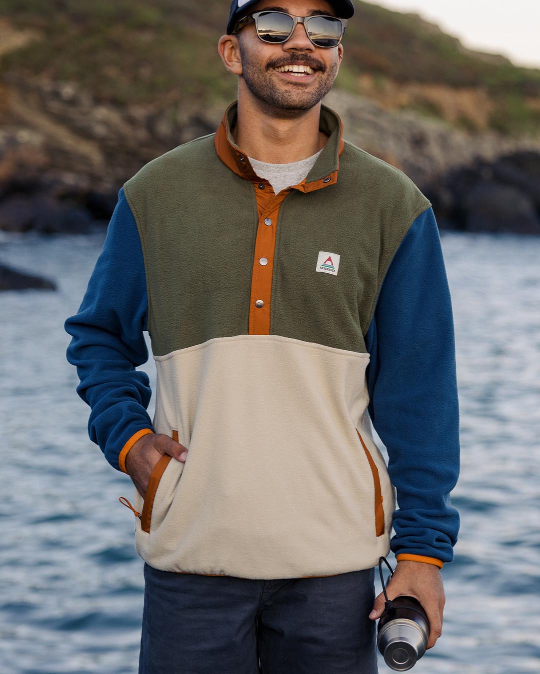 Adrift Recycled Polar Fleece - Khaki/Oatmeal - Lifestyle