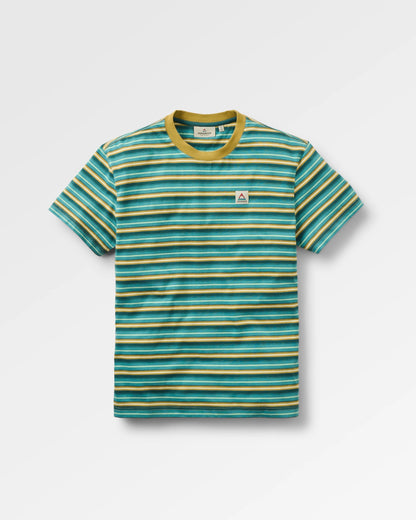 Retro Relaxed Fit T-Shirt - Ocean Teal Multi Stripe - Flatlay