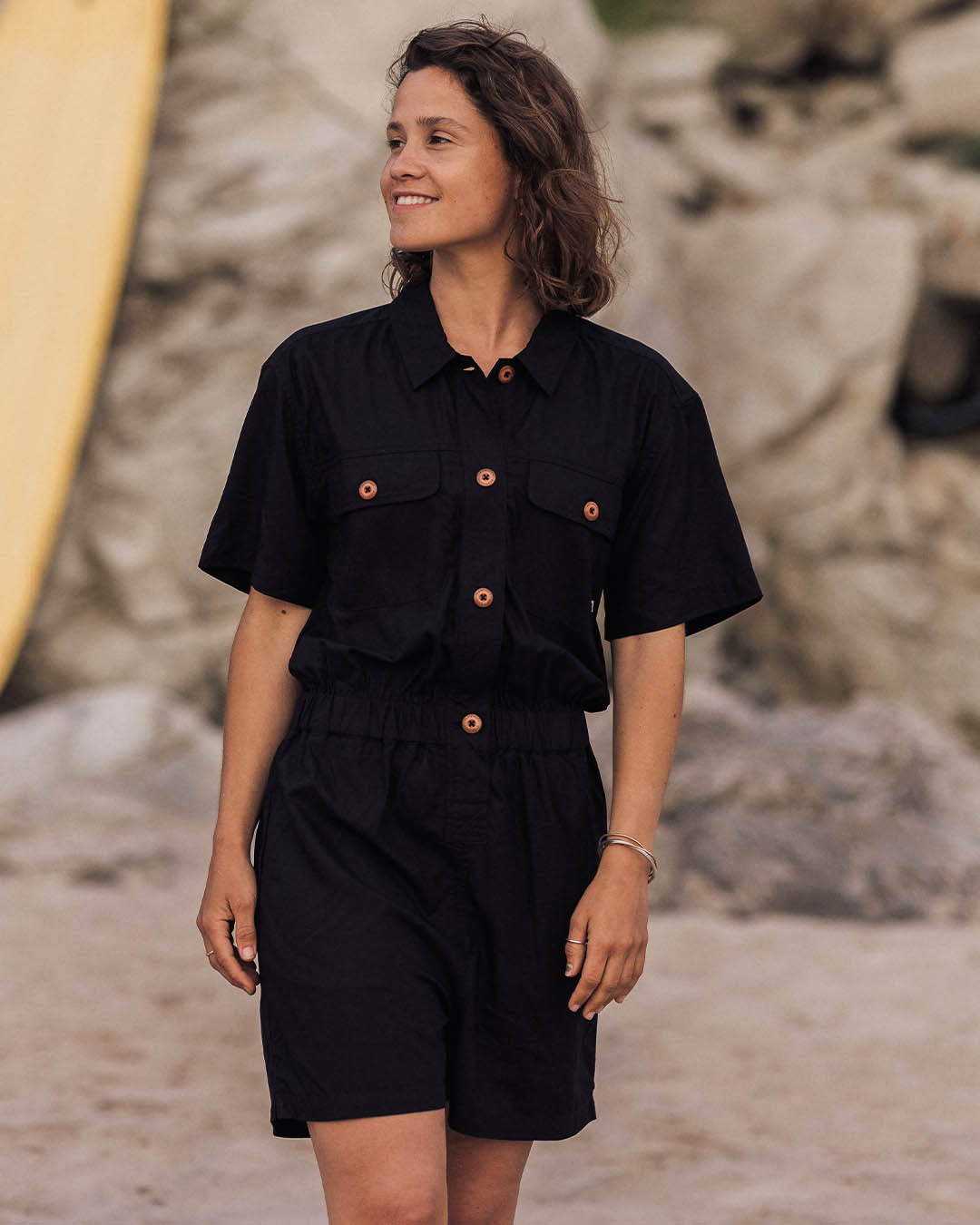 Topaz Short Boiler Suit - Black