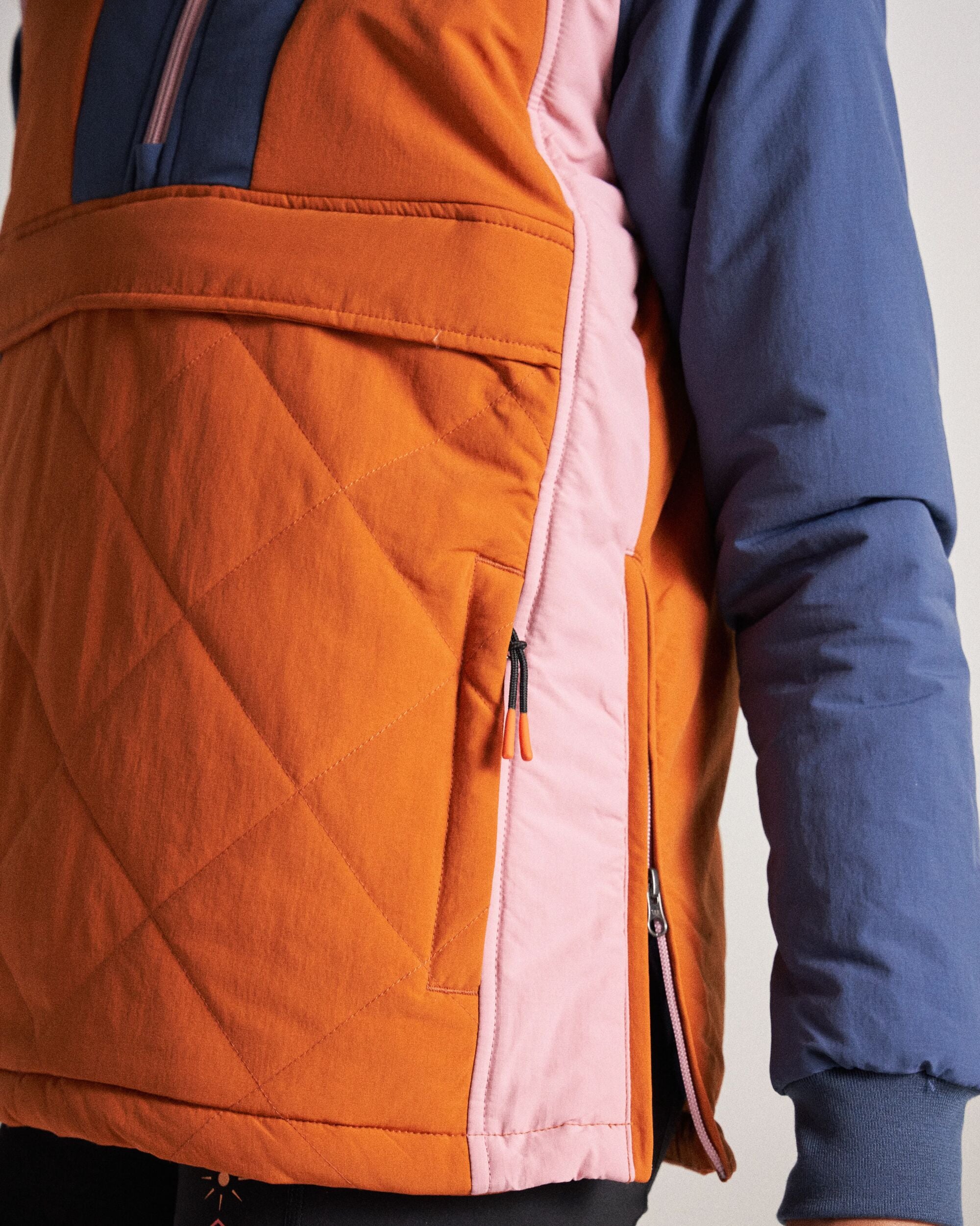 Ocean Recycled Insulated Anorak - Dark Denim/Sunset Orange - Studio Model