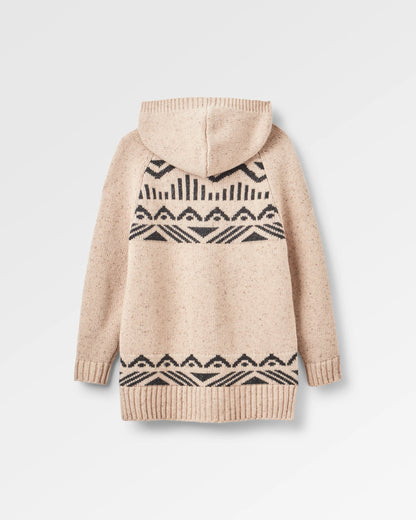 Snoozle Recycled Knitted Hooded Cardigan - Oatmeal - Flatlay