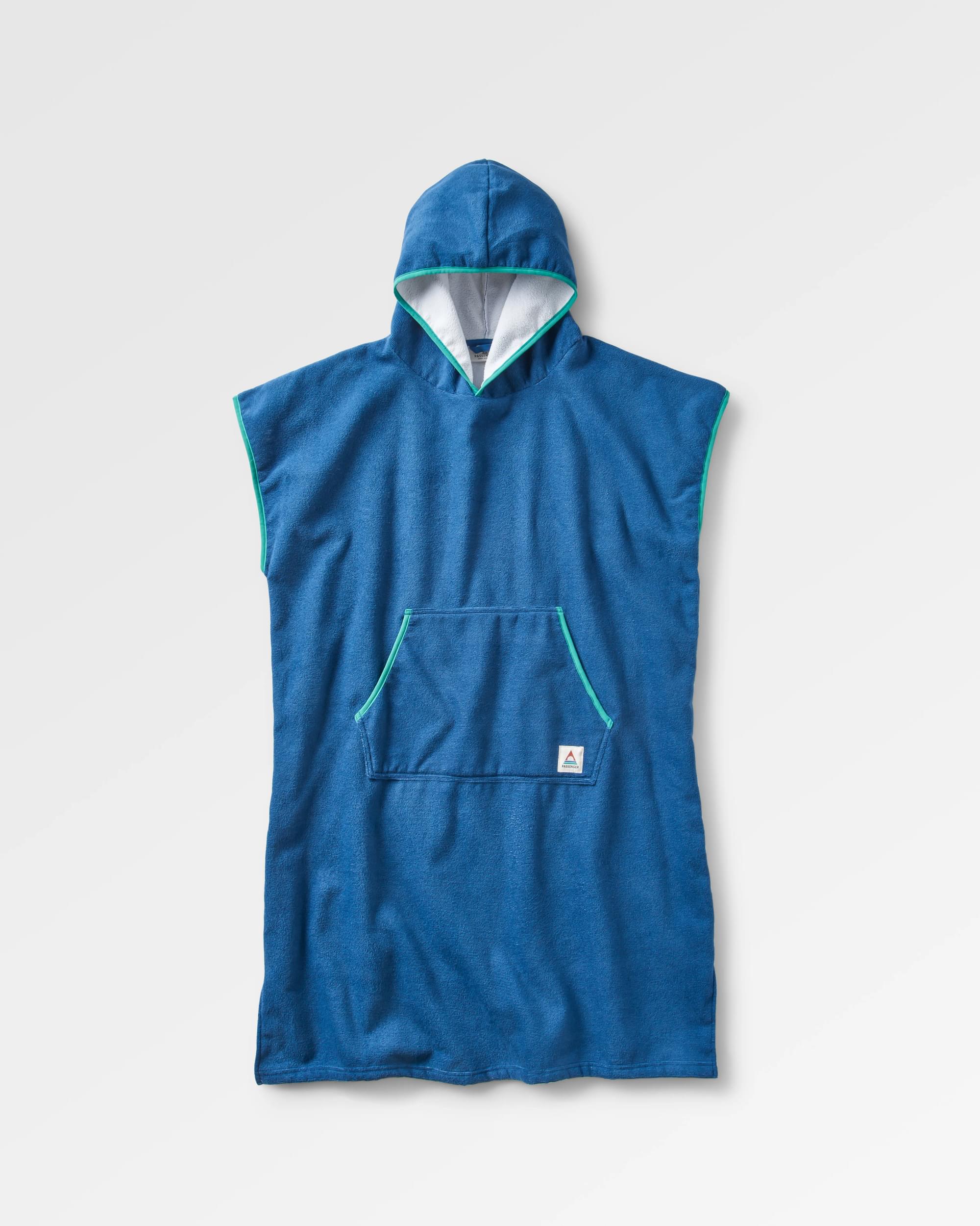 Tulum Recycled Towel Poncho - Dark Denim - Flatlay