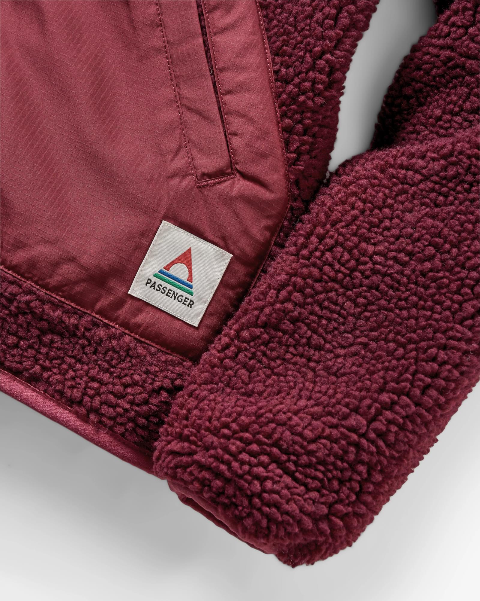 Clover Recycled Deep-Pile Sherpa Fleece - Wine - Flatlay