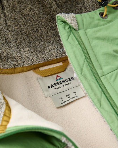 Warming Full Zip Windproof Fleece - Stem Green/Oat - Flatlay
