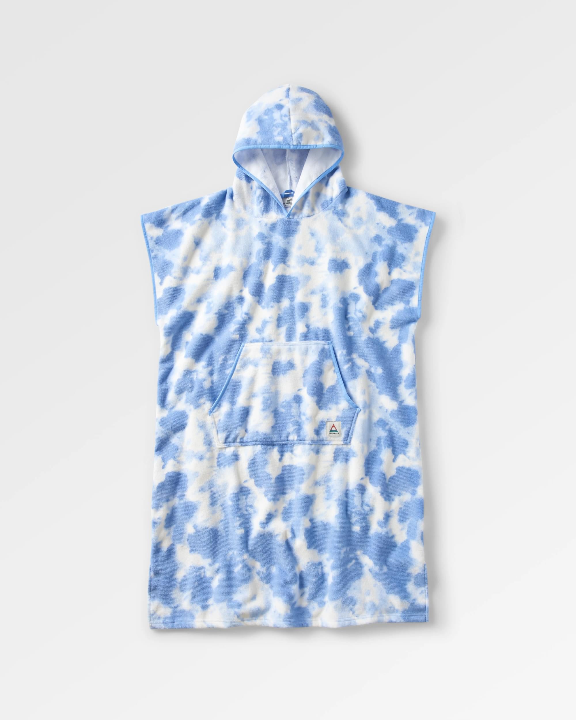 Tulum Recycled Towel Poncho - Tie Dye Cornflower - Flatlay