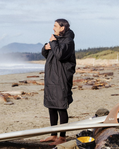 Escapism Recycled Sherpa Lined Changing Robe - Black - Lifestyle - Male