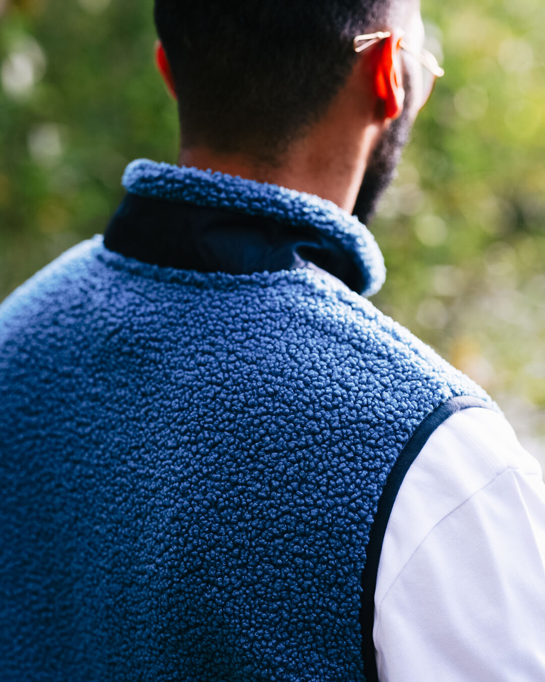 Born Explorer Recycled Polar-Lined Sherpa Vest - Blue Steel - Lifestyle