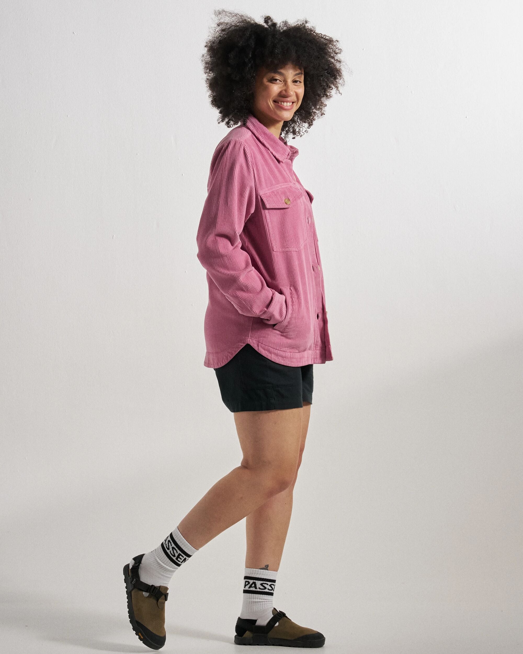 Stella Cord LS Shirt - Pink Haze - Studio Model
