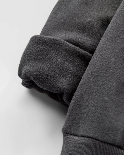 Slower Rhythms Embroidered Women's Organic Cotton Sweatshirt - Faded Black - Flatlay