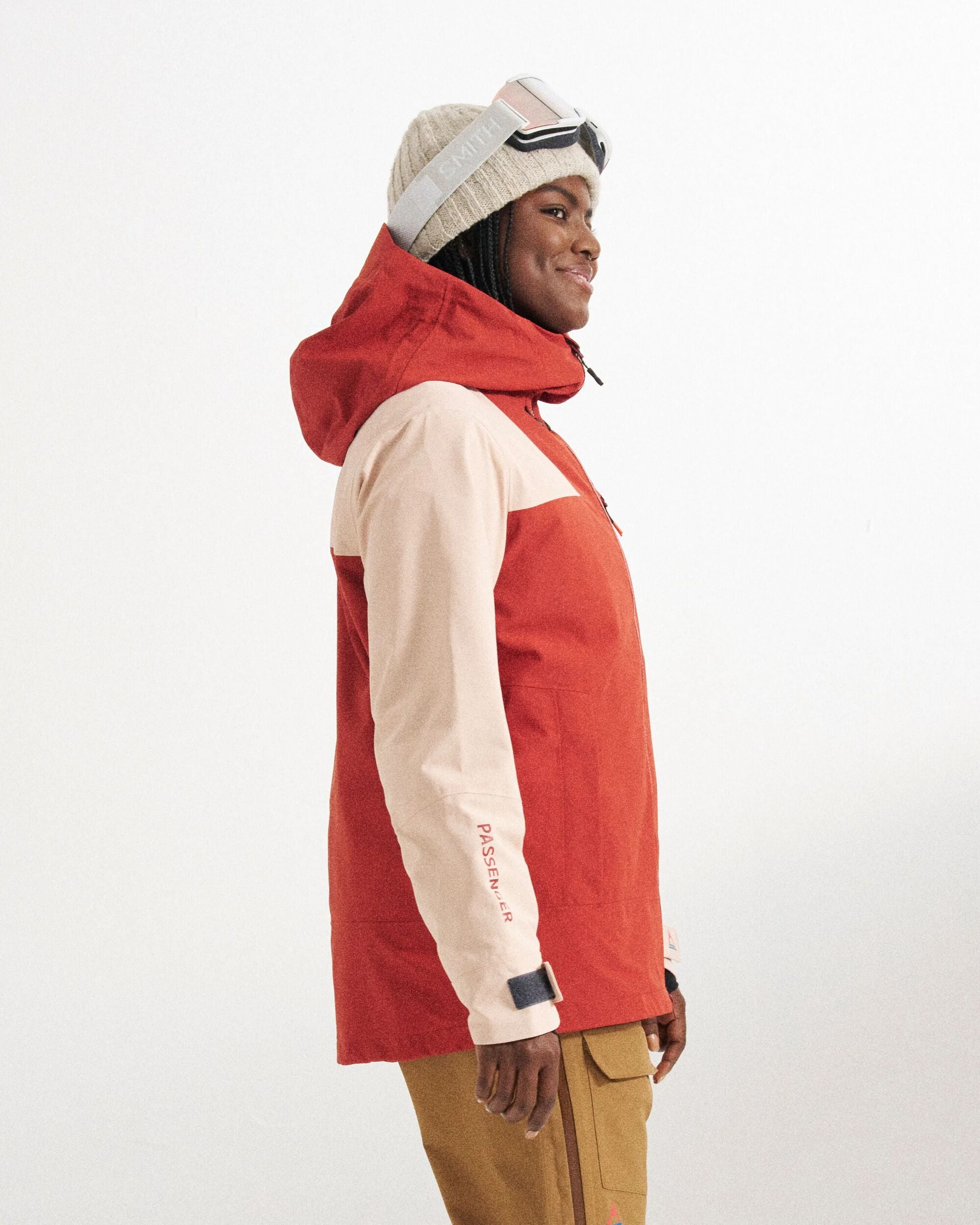 Snowscape Women's Recycled Jacket - Red Ochre/Blush - Studio Model