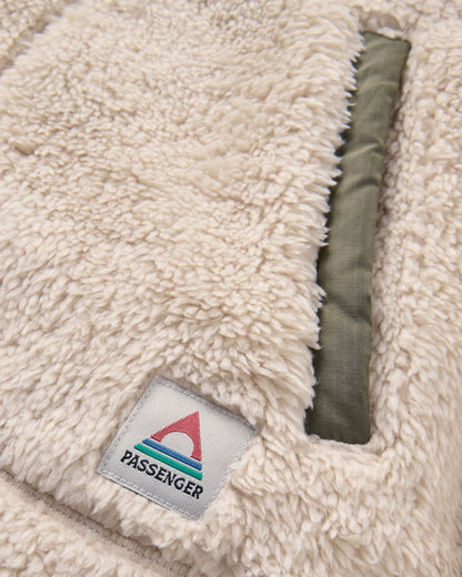 Beaumont Recycled Sherpa Hooded Fleece - Vintage White - Flatlay