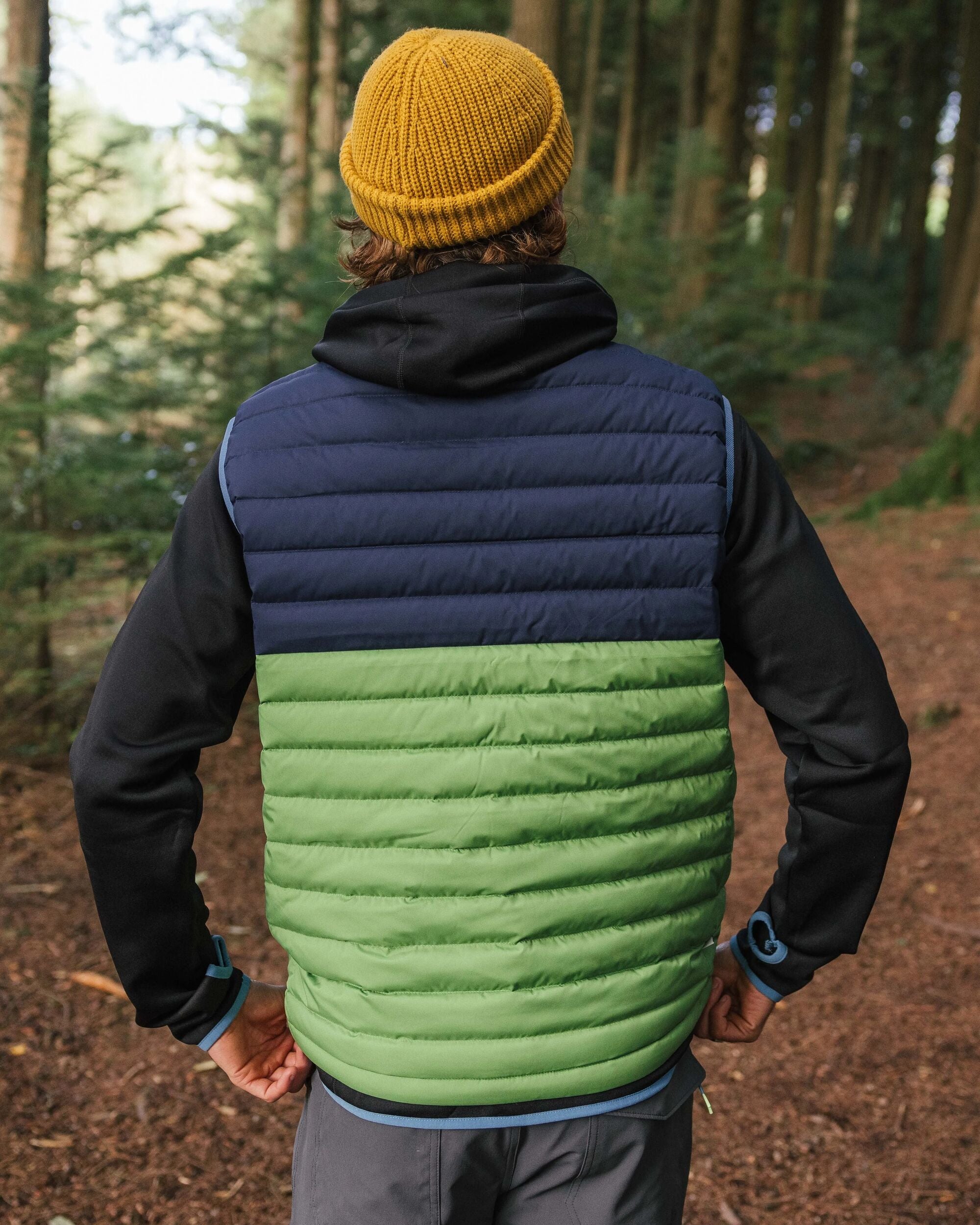 Ashland Down Recycled Gilet - Rich Navy/Pear Green - Lifestyle