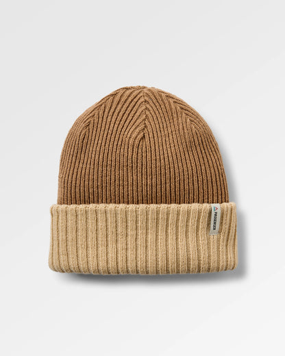 Outlook Reversible Recycled Beanie - Toffee/Stone - Flatlay