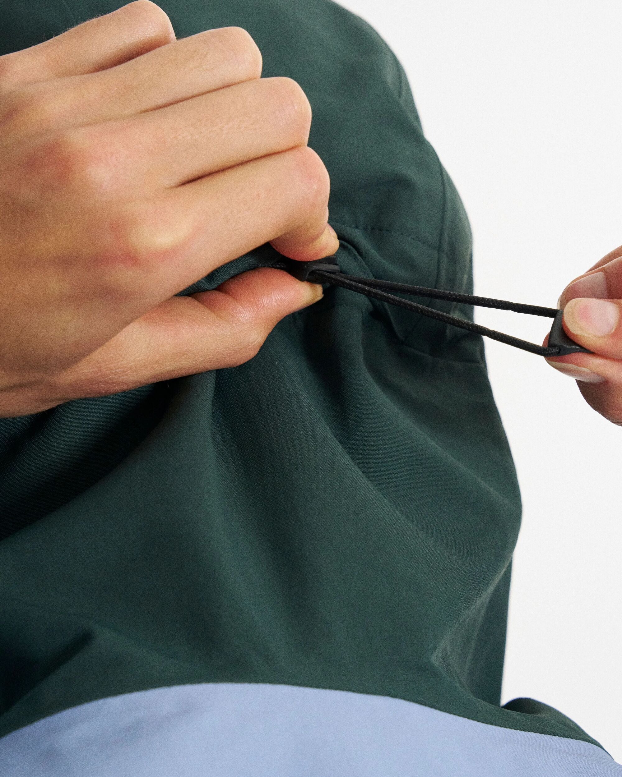 Snowscape Men's Recycled Jacket - Faded Denim/Dark Fern - Studio Model